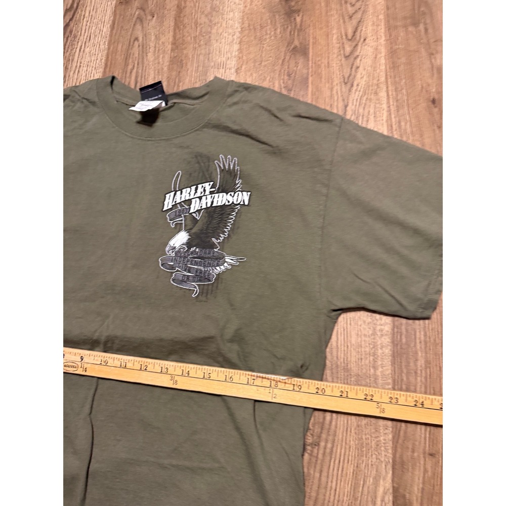 Harley Davidson T-Shirt Mens Size Large Green Short Sleeve Eagle Graphic Tee - Picture 10 of 12
